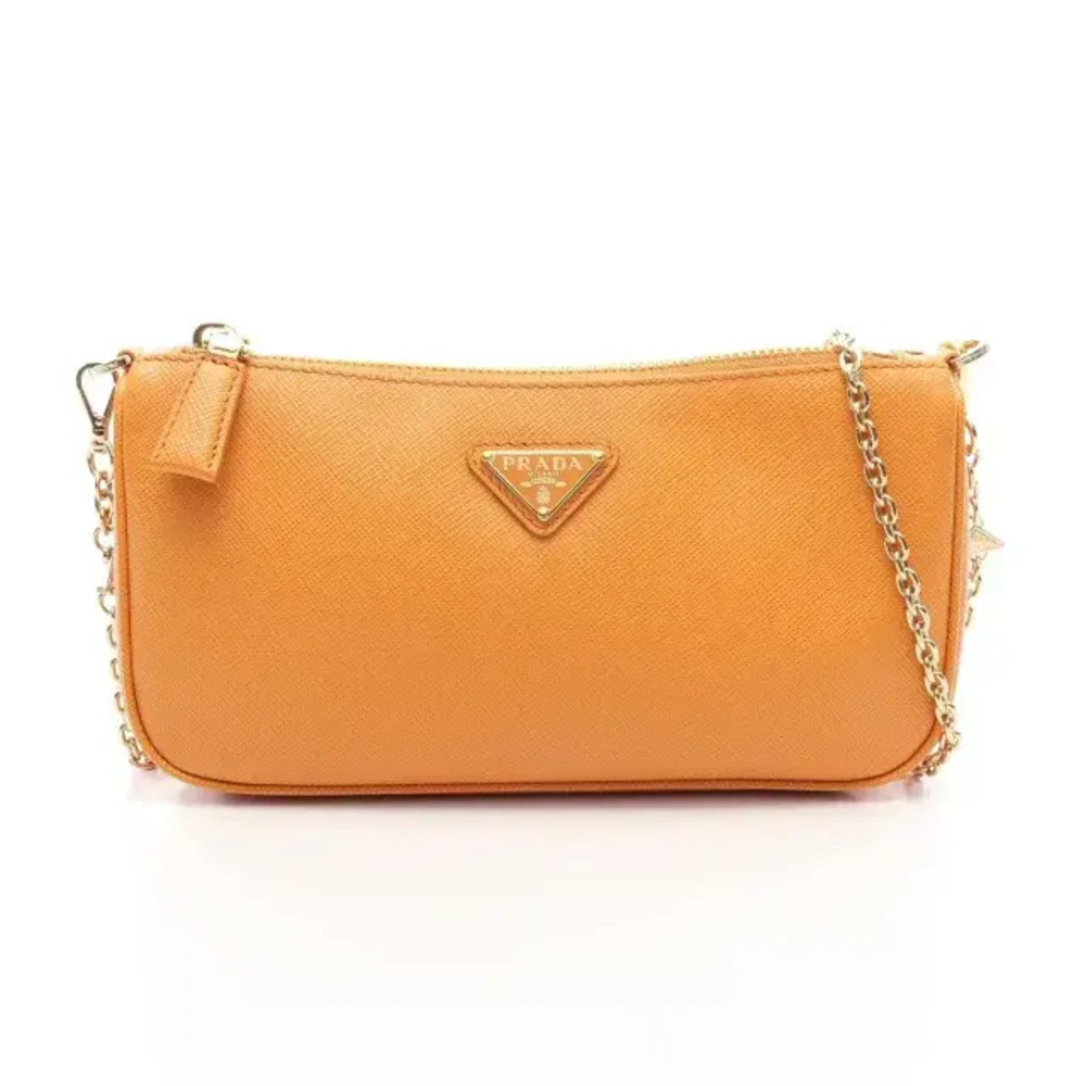 Prada Saffiano Leather Shoulder Bag Orange